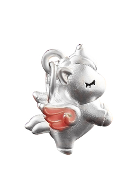 足银999旋转木马吊坠纯银项链女高级感轻奢小众锁骨链彩色银饰品