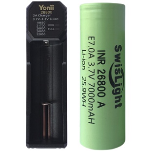 瑞士实际容量26800锂电池26650充电器7000毫安mAh带保护板3.7V4.2