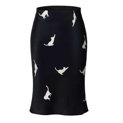 NJP真丝短裙Cats系列小猫印花