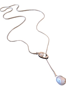 法式简约风复古几何镂空珍珠项链