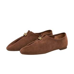 董洁同款真美诗堆堆云春秋新款羊皮老钱风柔软奶奶鞋乐福鞋单鞋女