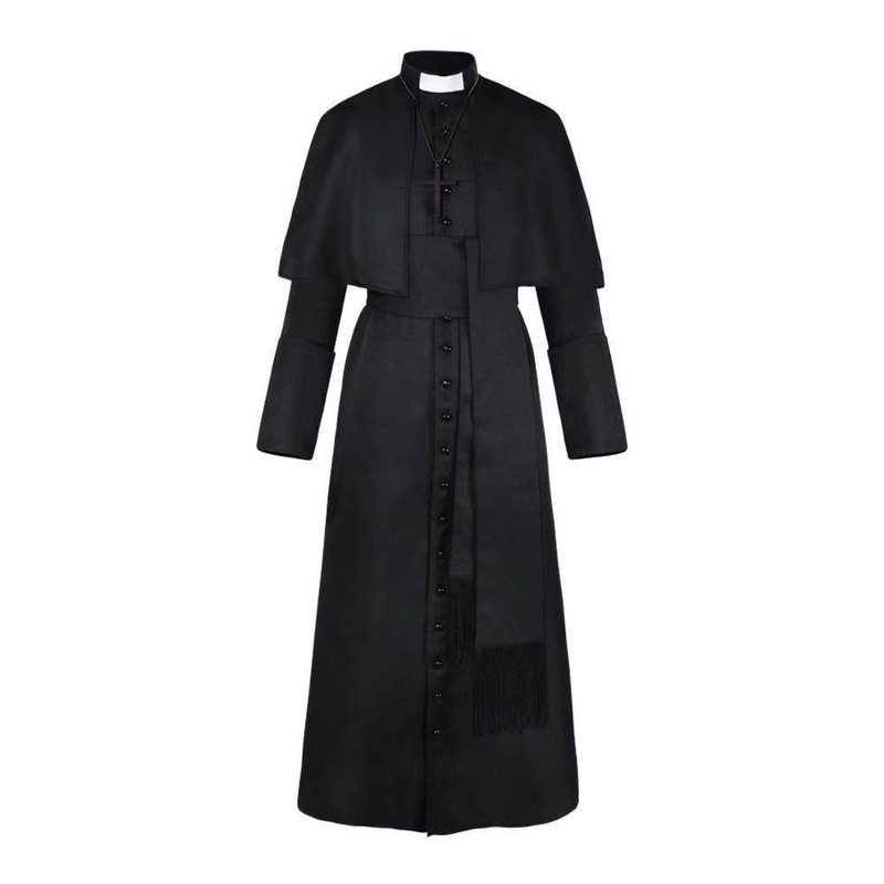 万圣节cos复古纯色牧师服修女服