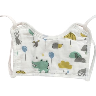 婴儿纯棉口水巾扎带加厚口水兜宝宝绑带式围嘴方形纯棉纱布饭兜兜