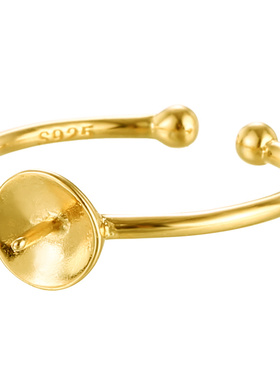 奢金轩女纯银日韩珍珠戒指空托