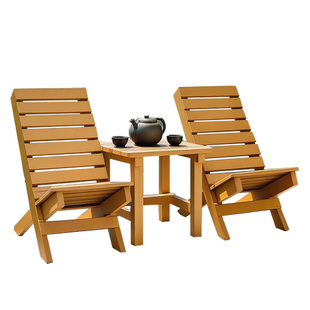 室外阳台椅子小茶几三件套花园露台休闲区布置喝茶防腐木桌椅组合