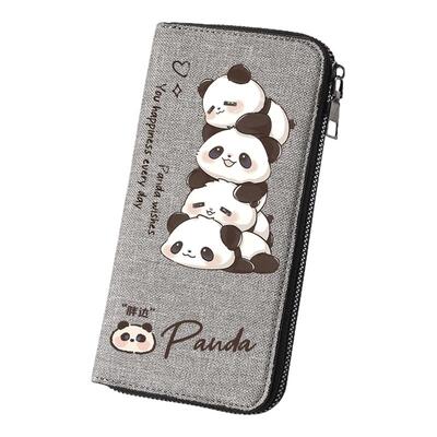 可爱熊猫卡通钱包个性创意帆布