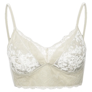 【法式杯】纯欲风丝绒蕾丝深V内衣无钢圈细肩带文胸2026新款爆款