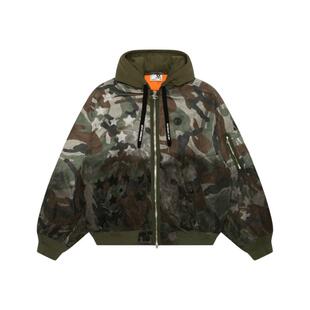 Aape旗舰店男装秋冬五角星迷彩水洗渐变做旧飞行夹克外套7748XAP
