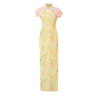 GSAK小清新改良旗袍新中式花色立领年轻少女显瘦连衣裙女新款日常