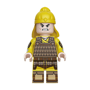 迪库积木黄巾士兵模型儿童益智拼装三国小侠人仔玩具男孩拼图礼物