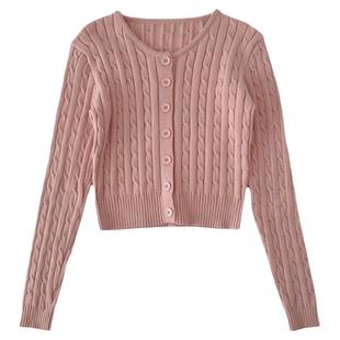 你比星光美丽纪星谭松韵同款复古麻花毛衣外套女修身短款针织开衫