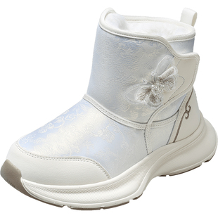 【断码清仓】牧童女童雪地靴冬季加绒加厚大棉靴子小女孩保暖棉鞋