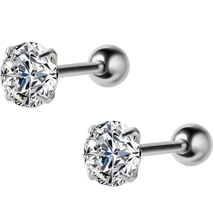 植入级钛合金D色3EX切工莫桑石女耳骨钉耳蜗螺丝拧扣睡觉免摘单只