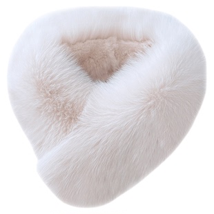 张元英同款狐狸毛围巾女冬季百搭双面真毛獭兔毛皮草毛毛围脖毛领