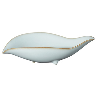 雅瓷 汝窑云荷 汝瓷赏茶荷陶瓷功夫茶具配件茶道茶则冰裂釉天青色