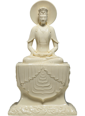 晟美陶瓷22寸坐石祥云观音像