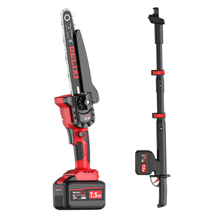 德力西无刷锂电锯6寸8寸家用锯柴小型手持充电式手锯电动伐木链锯