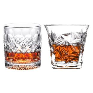 威士忌酒杯水晶鸡尾洋酒杯子喝白兰地玻璃家用啤酒洛克杯红酒酒具