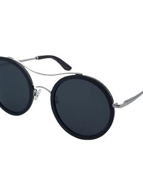 墨镜金属黑檀木圆形偏光太阳眼镜