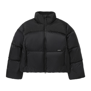 COVERNAT韩国羽绒服女款冬季极简风短款保暖外套黑色立领面包服