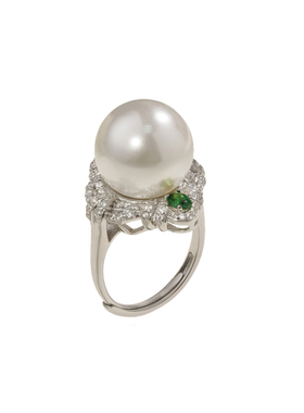 西大班微镶锆澳母贝珍珠开口戒指