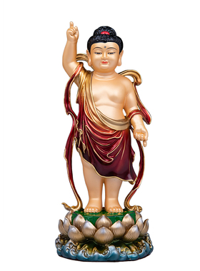 黄铜彩绘贴金太子佛浴佛供奉摆件