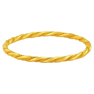 亚一足金手工花丝麻花手镯黄金古法金手镯时尚百搭简约情侣送礼