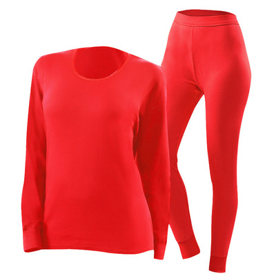 红豆正品女100%纯棉秋衣红色上衣