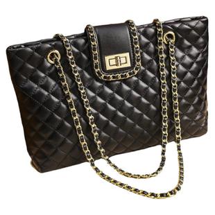 香港代购包包2024新款时尚真皮女大容量小香风菱格链条单肩斜挎包