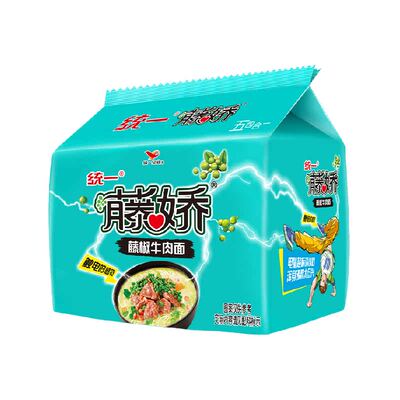 藤椒牛肉面5袋方便面统一
