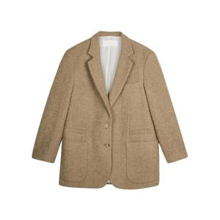 【LESSxSamuel】冬季羊毛大衣女复古休闲毛呢西服外套2N0712020