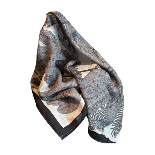 围巾女秋冬季新款法式丝巾女棉麻手感复古印花小披肩装饰领巾方巾