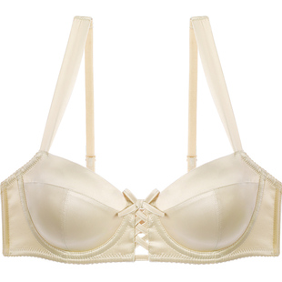 宝诗嫣法式缎面内衣女性感薄款文胸套装小胸轻聚拢软钢圈奶罩新款