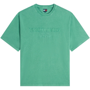 【宽松做旧】Tommy26春夏新款男装纯棉美式复古字母刺绣短袖T恤