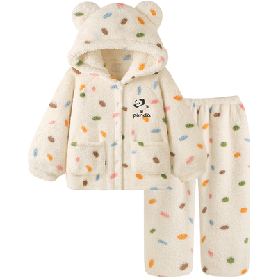 可爱珊瑚绒睡衣秋冬保暖家居服