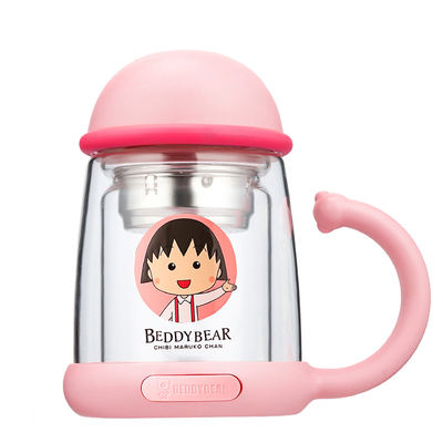 杯具熊樱桃小丸子双层泡茶玻璃杯