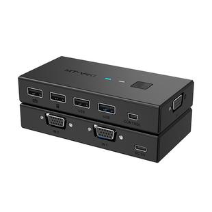 迈拓维矩 MT-KV2L 自动KVM切换器二进一出VGA2进1出电脑监控视频USB键盘鼠标显示器共享器切屏带线控独立供电