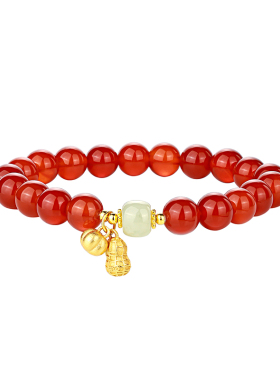 红玛瑙串珠手链新中式本命年礼物