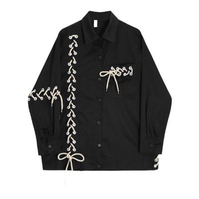 春季宽松复古炸街叠穿长袖衬衫女