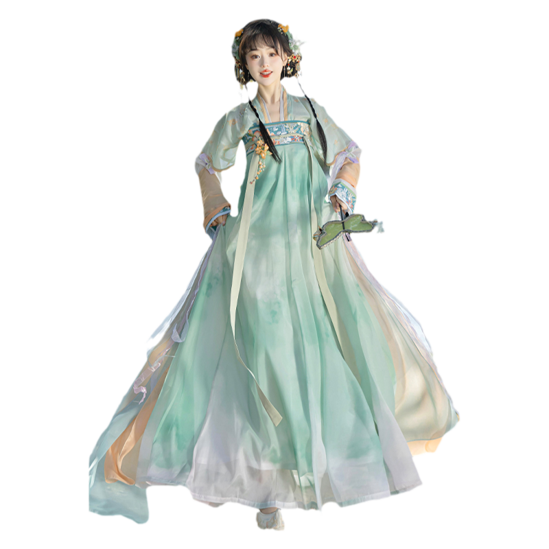 荨茉绕青栀 原创汉服女新款唐制刺绣日常对襟半臂齐胸破裙2025夏