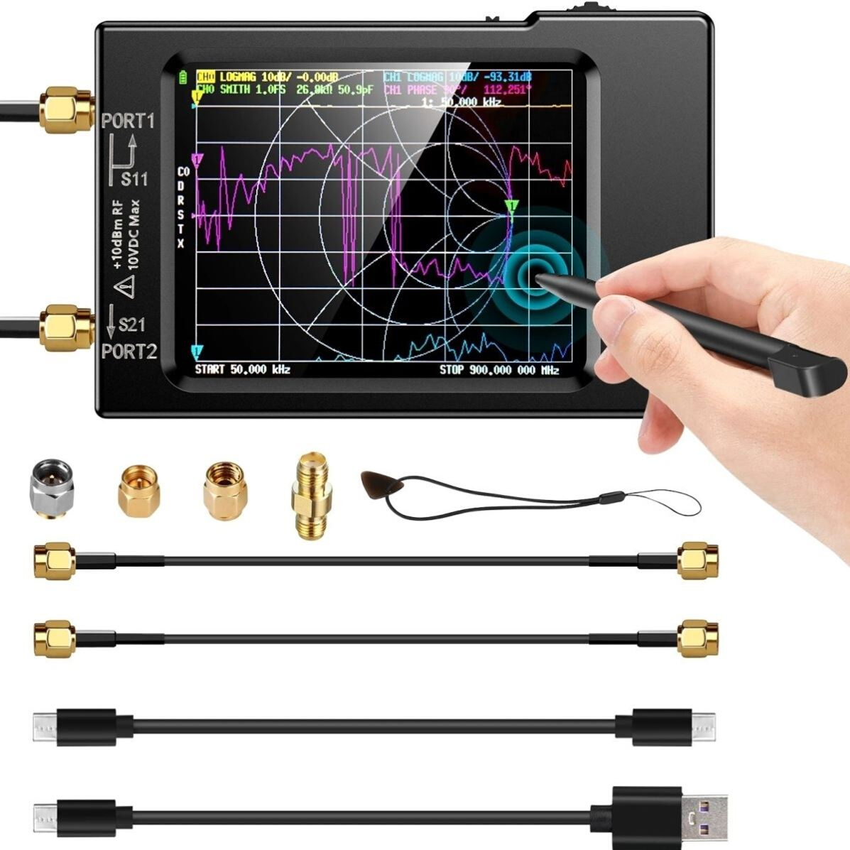 NanoVNA-H 2.8寸失量网络天线分析仪10KHz-1.5GHz