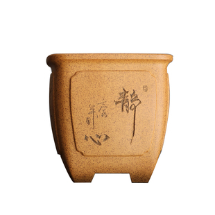 玲珑清贡紫砂柴烧奎面小四方精品手工盆兰花多肉松柏盆景专用茶台