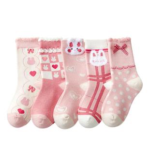 女童袜子儿童春秋季女宝宝a类纯棉袜秋冬女孩中筒无骨全棉大童袜
