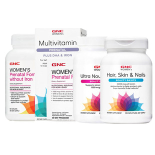 GNC女士女性孕妇维生素头发皮肤指甲产前多维矿免疫营养包明胶