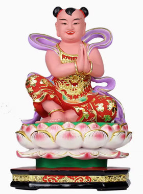 善财童子善财爷金身木雕红孩儿圣婴大王供奉神明新马流行太子神像