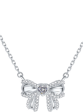 周六福蝴蝶结项链女S925银链坠轻奢小众送女友本命年礼物