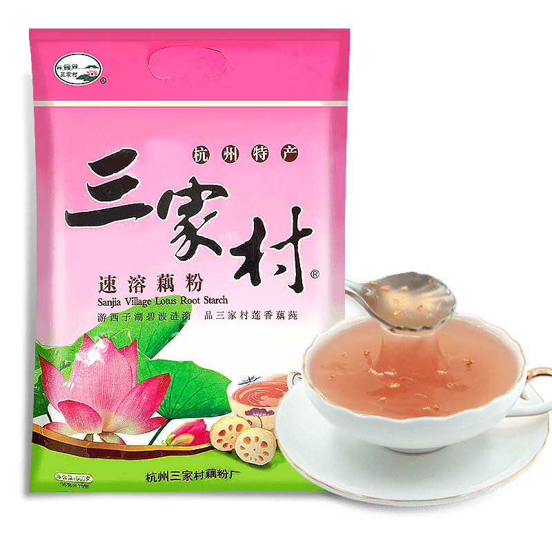 三家村西湖藕粉羹杭州特产纯藕粉手工代餐粉早餐小袋装冲饮560g