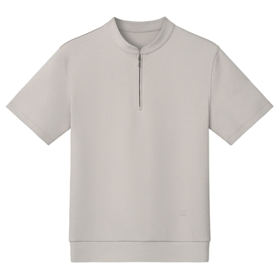 夏季男士立领半拉链短袖T恤重磅棉商务休闲轻薄透气上衣宽松体恤