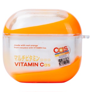 壳空间原创个性新款cas:橙汁耳机壳适用苹果AirpodsPro1/2/3/4代流沙蓝牙耳机保护壳耳机套透明酷