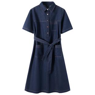 [明星同款]Navigare意大利小帆船纯棉短袖牛仔连衣裙女26新款裙子